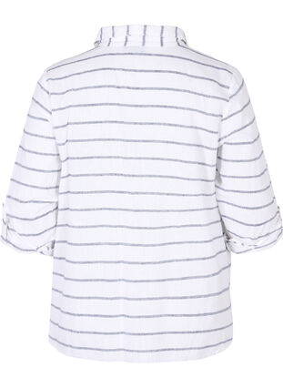 Skjortebluse med knaplukning, Navy Blazer stripe, Packshot image number 1
