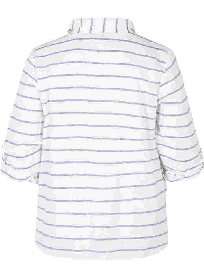 Skjortebluse med knaplukning, Navy Blazer stripe, Packshot image number 1