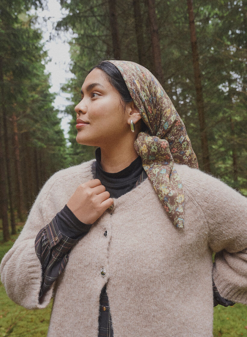 Cardigan i uldblanding med 3/4-&aelig;rmer, Beige, Image image number 0