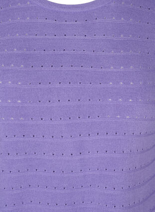 Strikbluse med struktur mønster og rund hals, Paisley Purple, Packshot image number 2