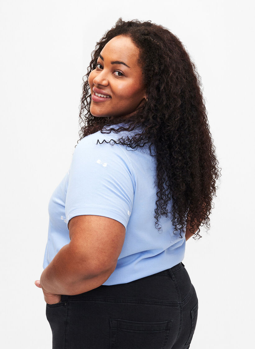 T-shirt i økologisk bomuld med sløjfer., Serenity W. Bow Emb., Model image number 1