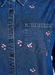 Denim skjorte med broderede blomster, Blå, Packshot image number 2