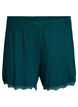 L&oslash;se natshorts med ribstruktur og blondekant, Gr&oslash;n, Packshot image number 0