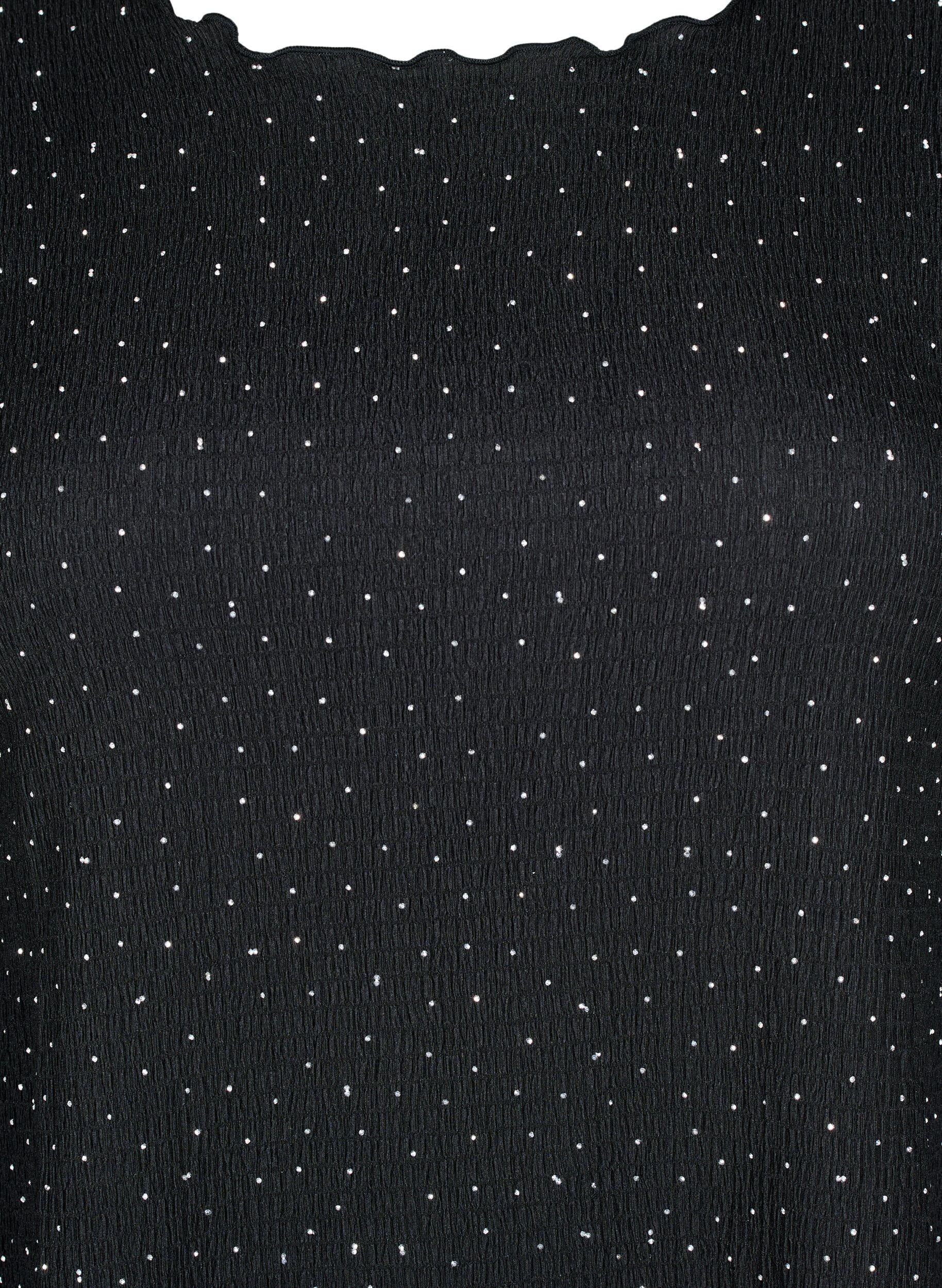 Zizzi Lang&aelig;rmet bluse med rhinsten, Sort, Packshot image number 2