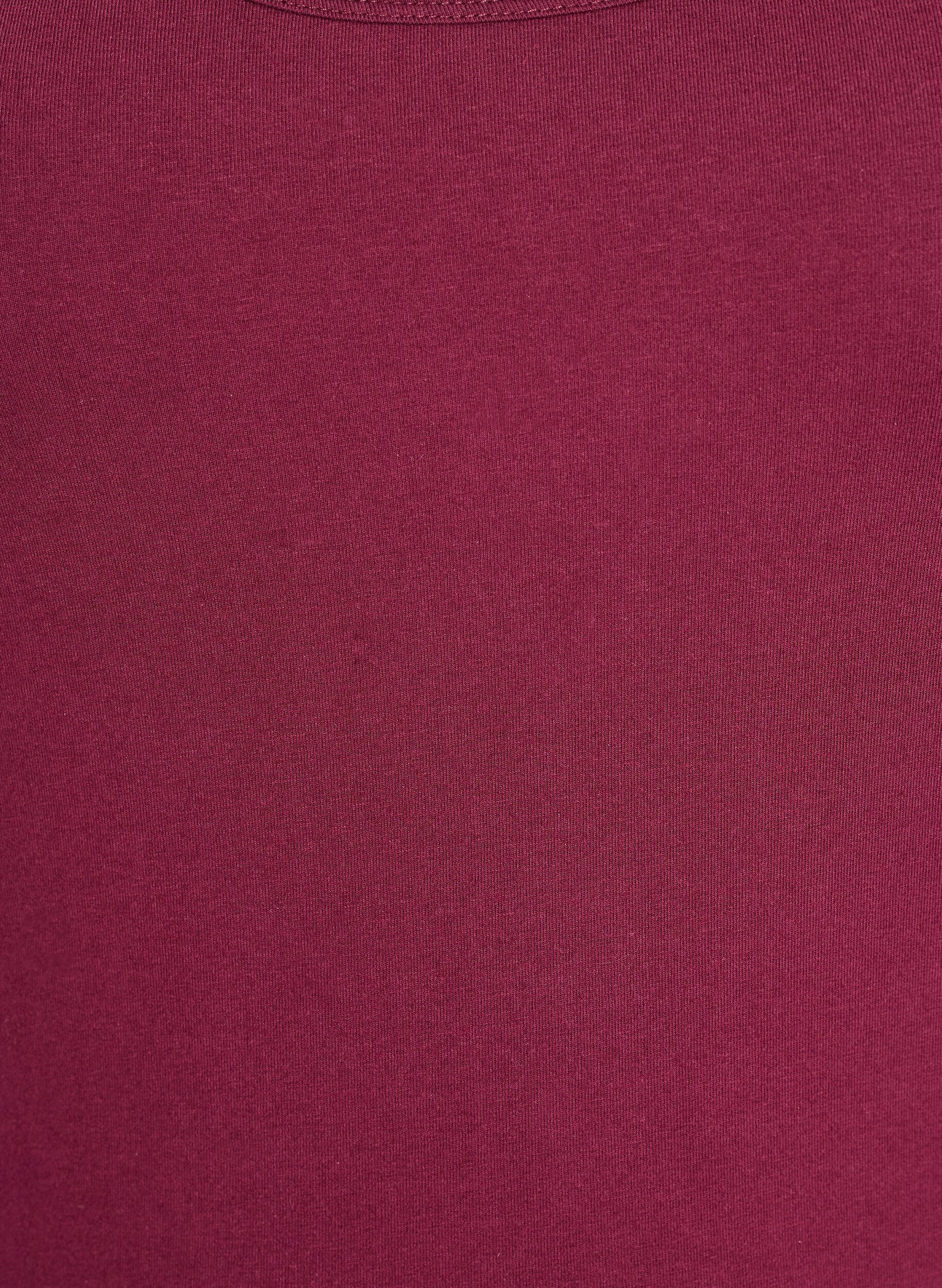 ZizziEnsfarvet basis top i bomuld, M&oslash;rk Bordeaux, Packshot image number 2