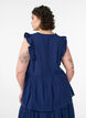 &AElig;rmel&oslash;s bluse i bomuldsmusselin med fl&aelig;ser, Bl&aring;, Model image number 2