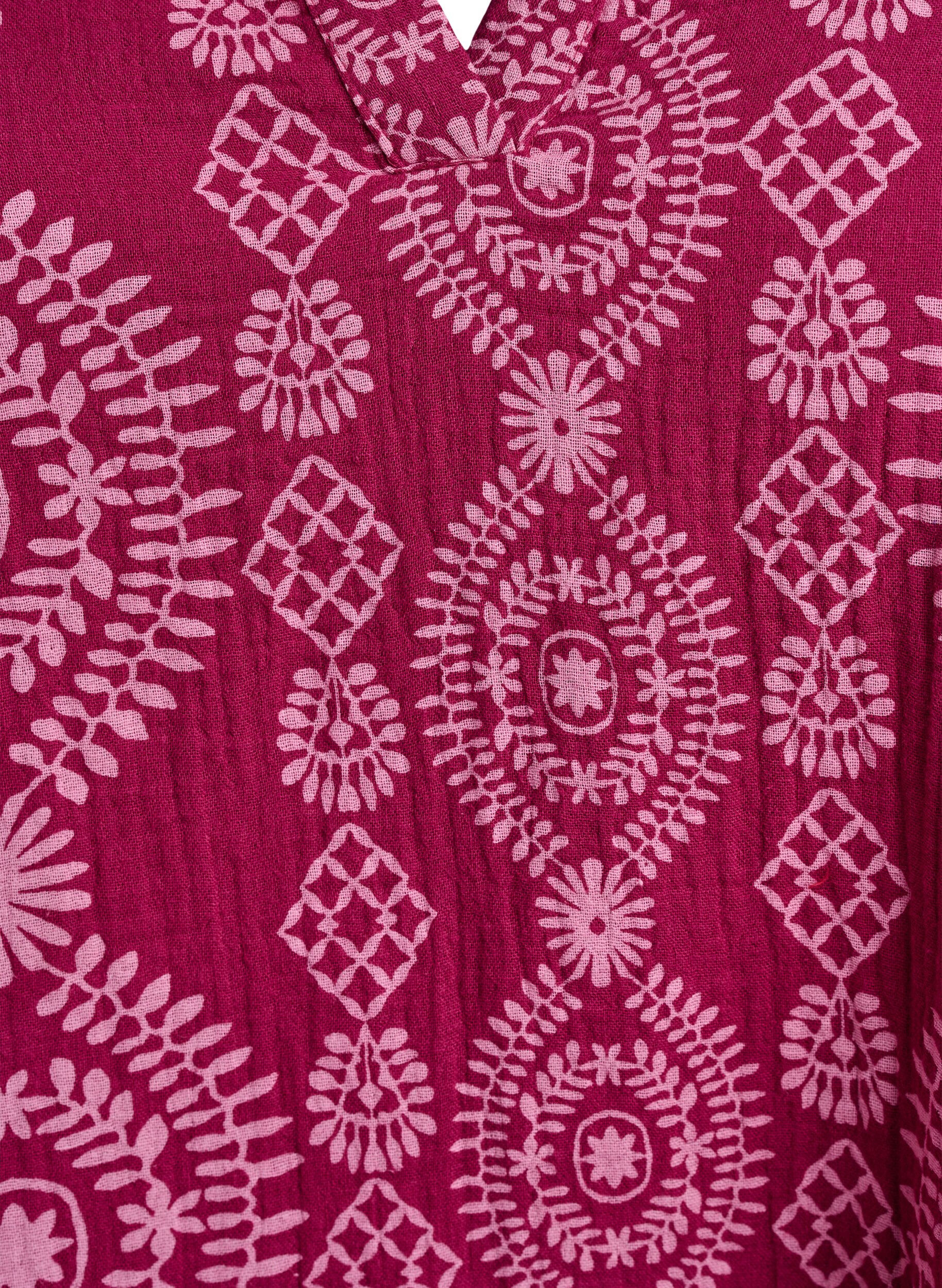 Zizzi Kort kjole i bomuldsmusselin med m&oslash;nster, 9992, Packshot image number 2