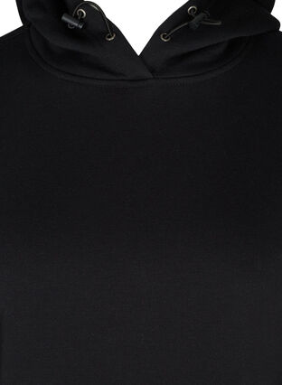 Lang sweatshirt med hætte og lomme, Black, Packshot image number 2