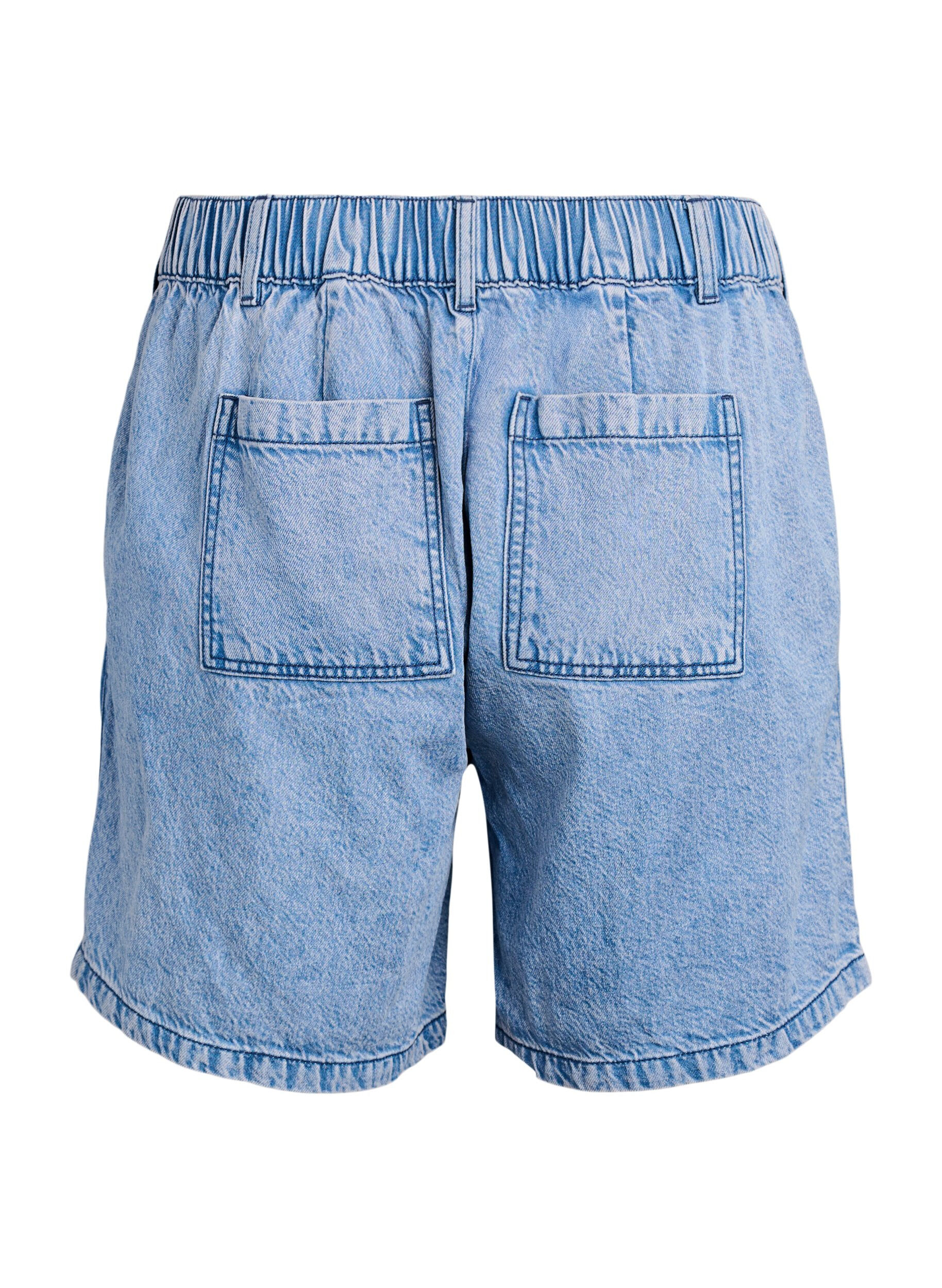 Zizzi L&oslash;se denimshorts med h&oslash;j talje, Bl&aring;, Packshot image number 1