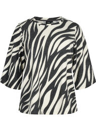 Bluse med 3/4 ærmer og zebramønster, White Zebra