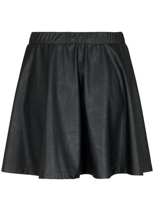 Imiteret læder nederdel med løs pasform, Black, Packshot image number 1