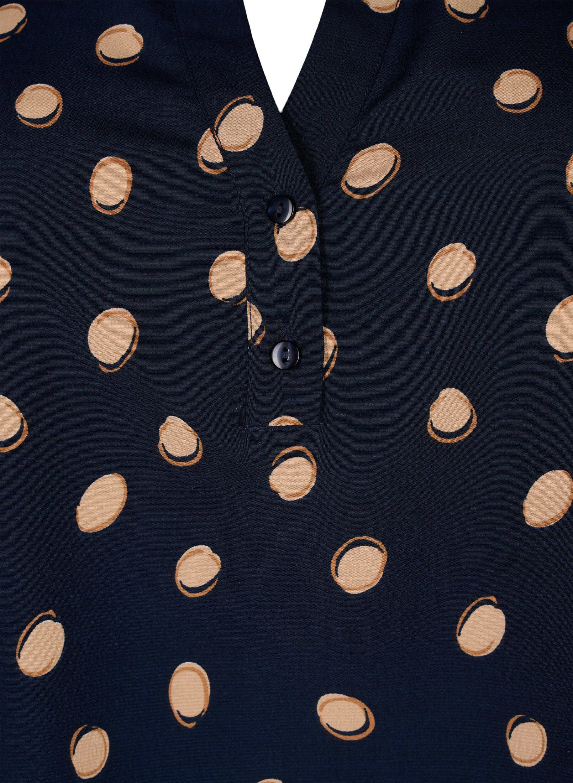 Zizzi FLASH - Lang&aelig;rmet bluse med print, Blue Double Dot, Packshot image number 2