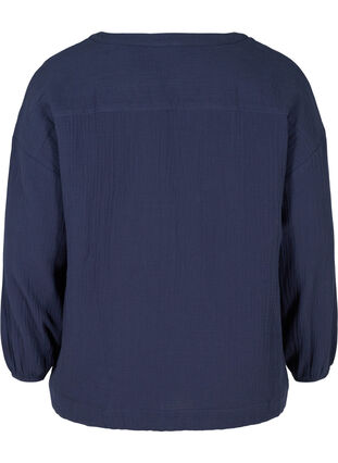 Bomulds skjorte med justerbar bund, Mood Indigo, Packshot image number 1