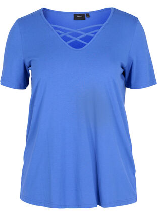 Kortærmet t-shirt med v-udskæring, Dazzling Blue, Packshot image number 0