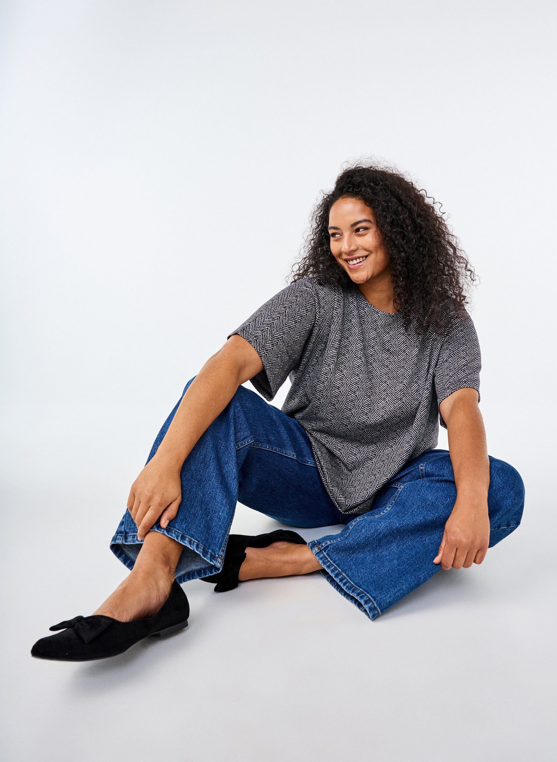 Zizzi Oversize bluse med m&oslash;nster, Bl&aring;, Image image number 0