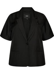 Blazer med korte &aelig;rmer og reverskrave, Sort