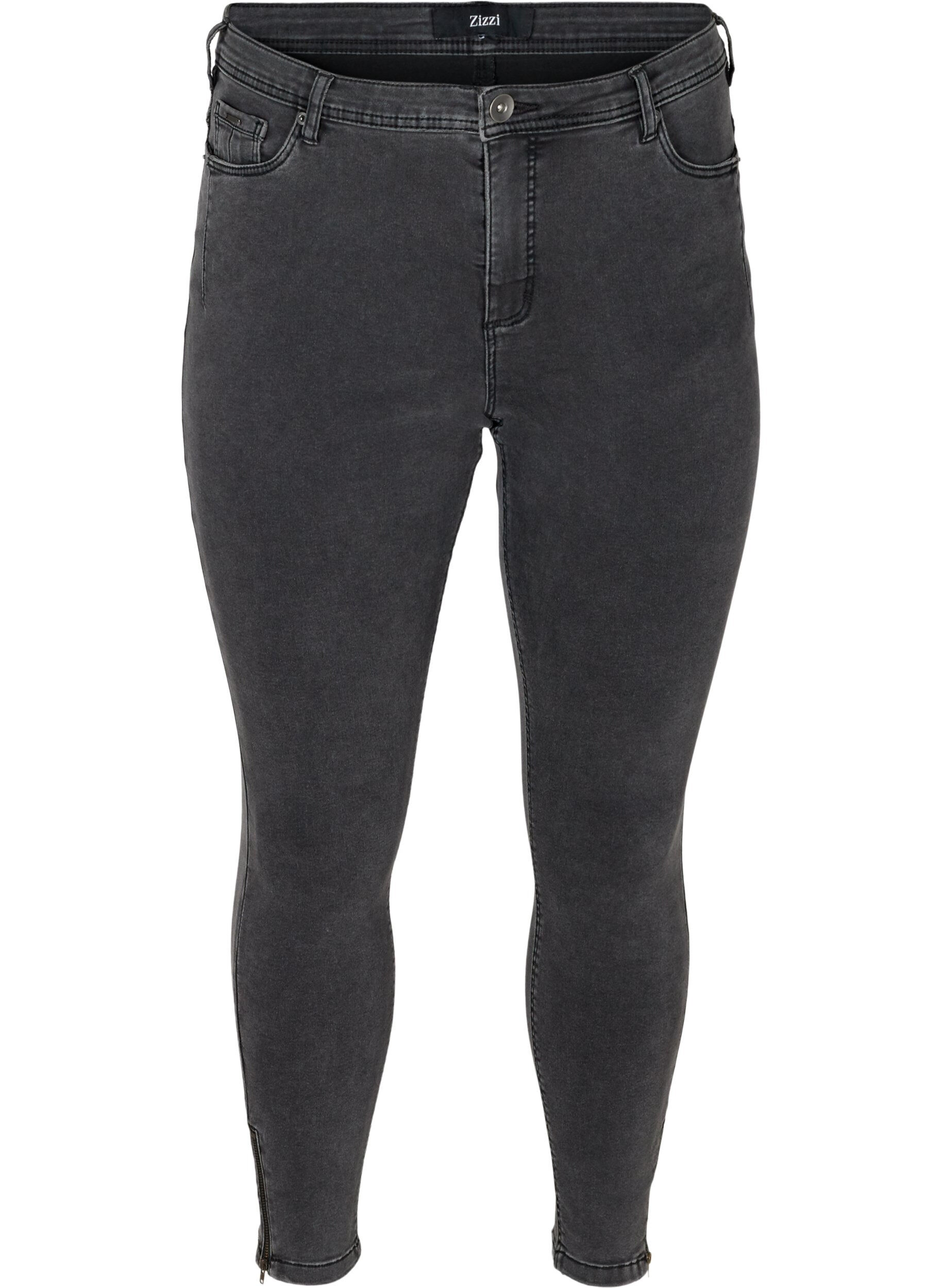 Cropped Amy jeans med lynl&aring;sdetalje