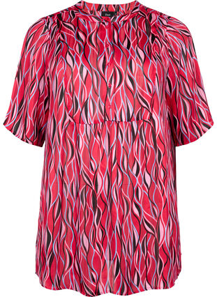Kortærmet tunika med print, Fuchsia Pink AOP, Packshot image number 0