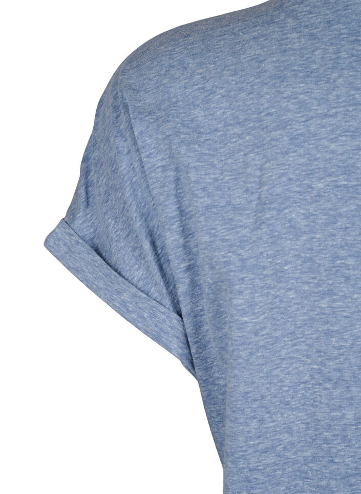 Meleret t-shirt med korte &aelig;rmer, Bl&aring;, Packshot image number 3