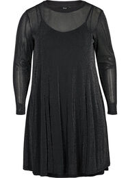 Langærmet kjole med glimmer, Black
