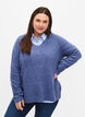 Strikbluse med slids, Gray Blue Mel., Model image number 0