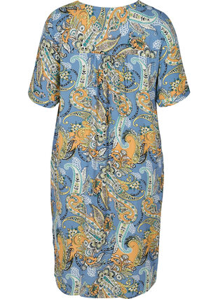 Kortærmet viskose kjole med paisley print, Paisley AOP, Packshot image number 1