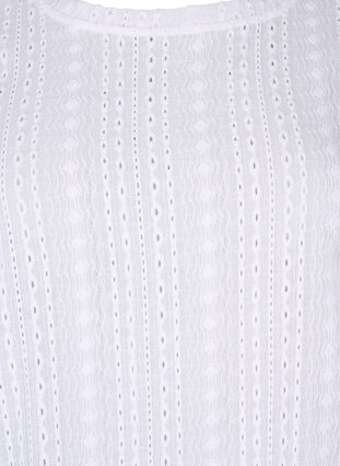Kortærmet bluse med strukturmønster, Bright White, Packshot image number 2