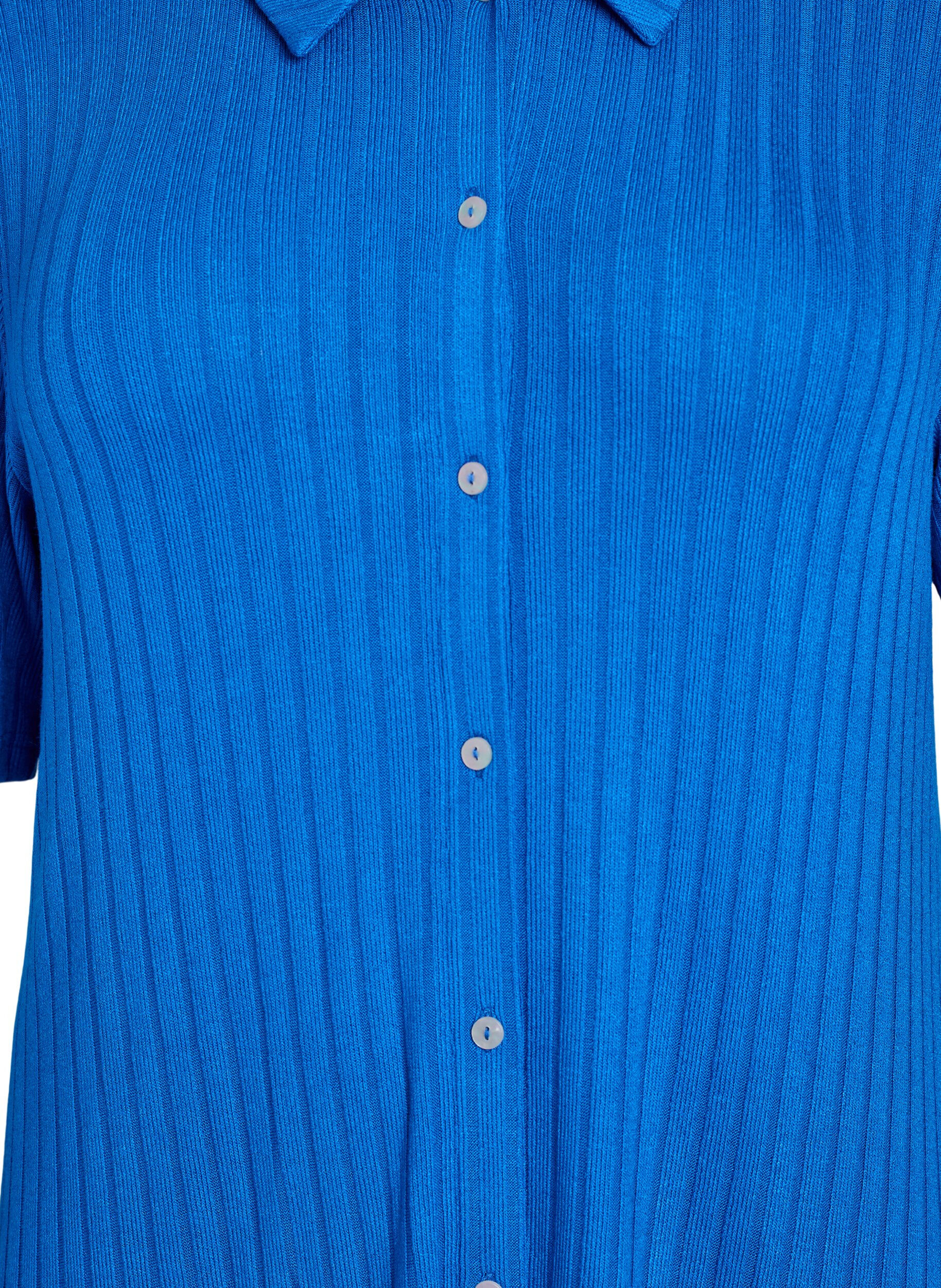 Zizzi Kn&aelig;lang skjortekjole i jersey med korte &aelig;rmer, Bl&aring;, Packshot image number 2