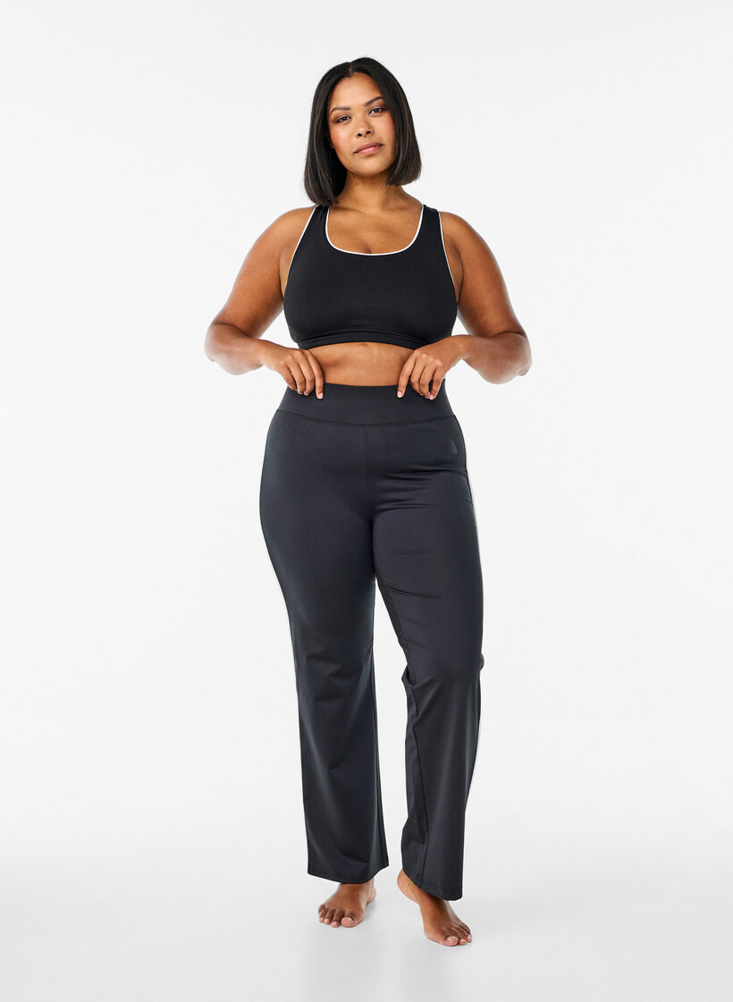 Racerback sports bh med kontrast-piping, Sort, Model image number 1