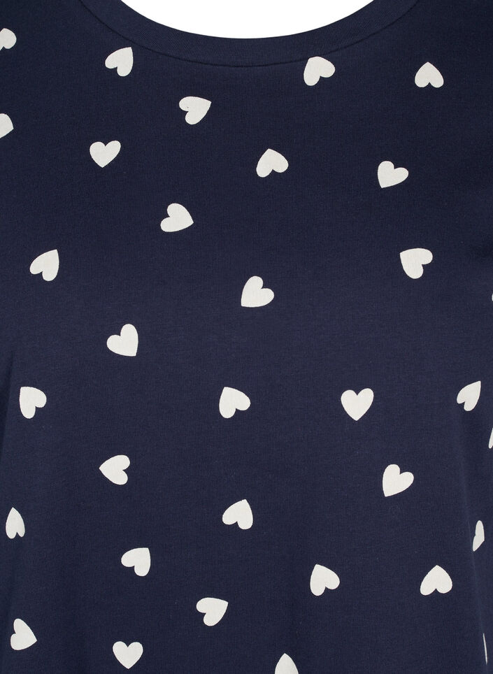 Kortærmet nat t-shirt i bomuld, Navy Blazer AOP, Packshot image number 2