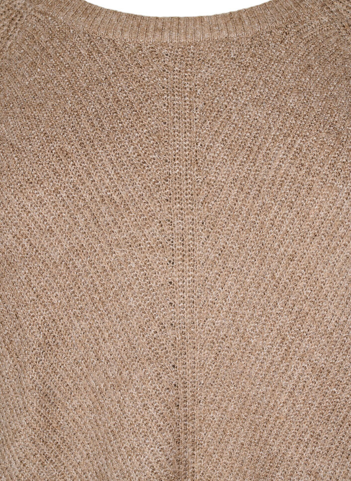 Strikbluse med rund hals, Fossil Mel., Packshot image number 2