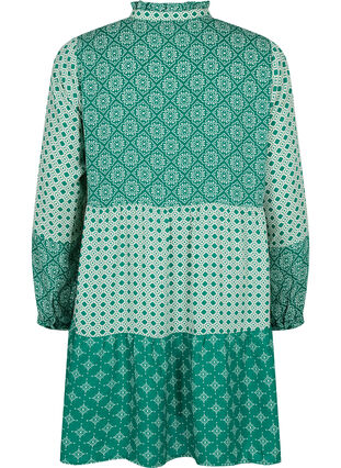 A-shape kjole med mønstre og skæringer, Green AOP, Packshot image number 1