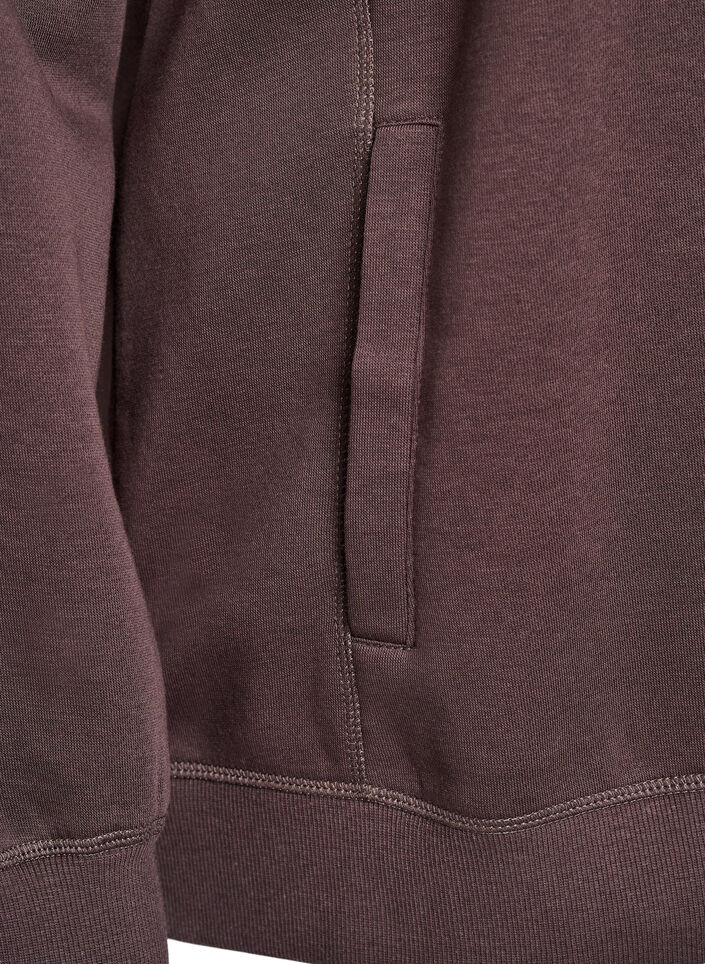 Sweatshirt med h&oslash;j krave og lommer, Brun, Packshot image number 3