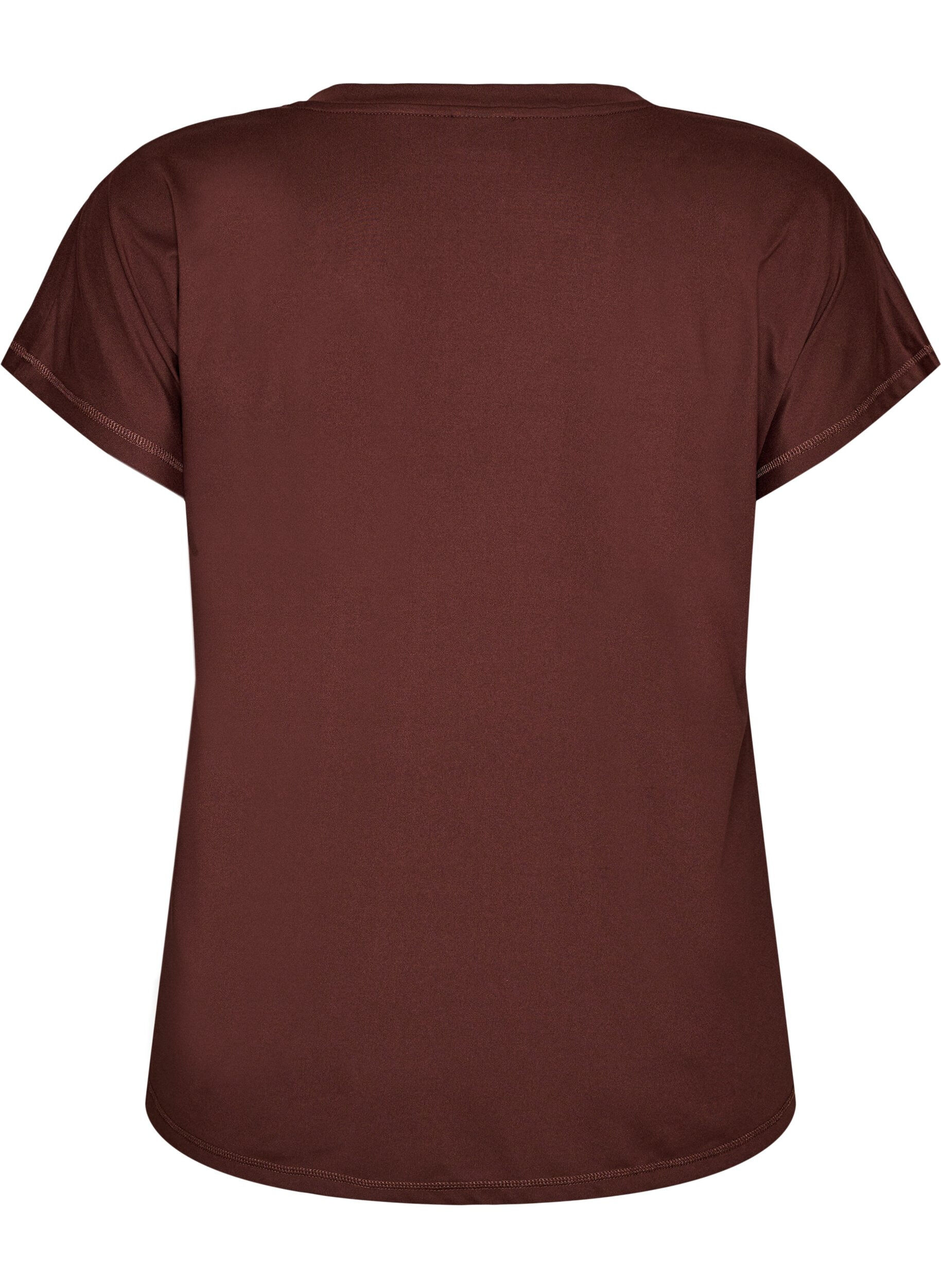 ZizziL&oslash;s tr&aelig;nings t-shirt med v-hals, Brun, Packshot image number 1