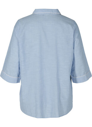 Stribet natskjorte i bomuld, White/Blue Stripe, Packshot image number 1