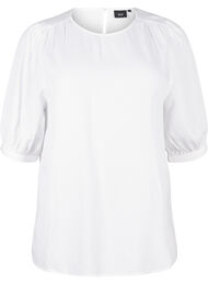 Bluse i viskose med 1/2 ærmer, Bright White
