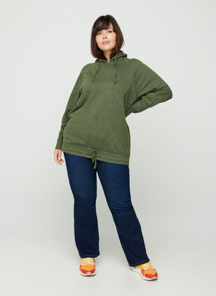 Sweatshirt med justerbar bund, Rifle Green Mel., Model image number 2