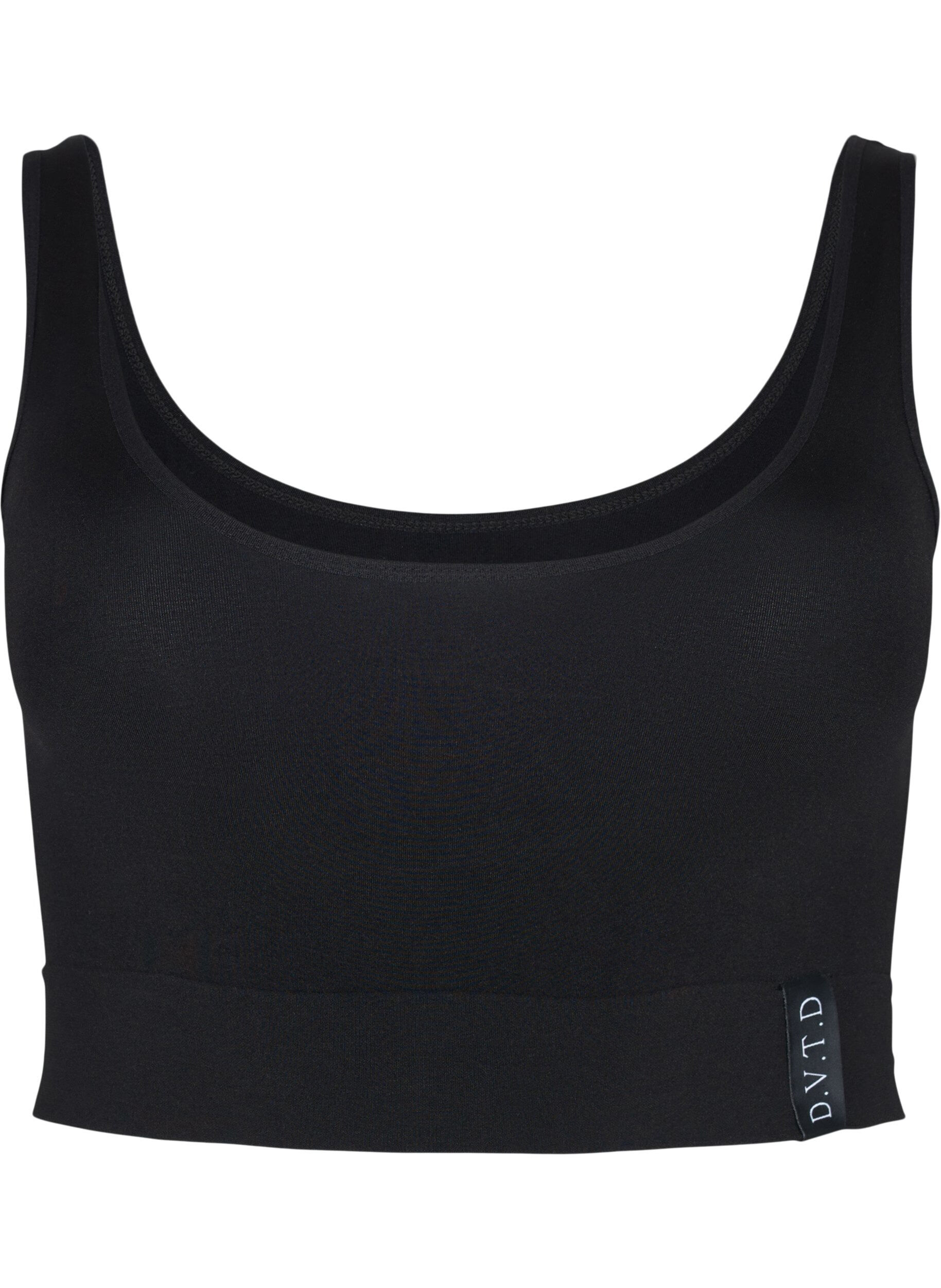 Zizzi Seamless bh top med rund udsk&aelig;ring, Black, Packshot image number 0