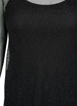 Net kjole med lange ærmer, Black w. Silver, Packshot image number 2