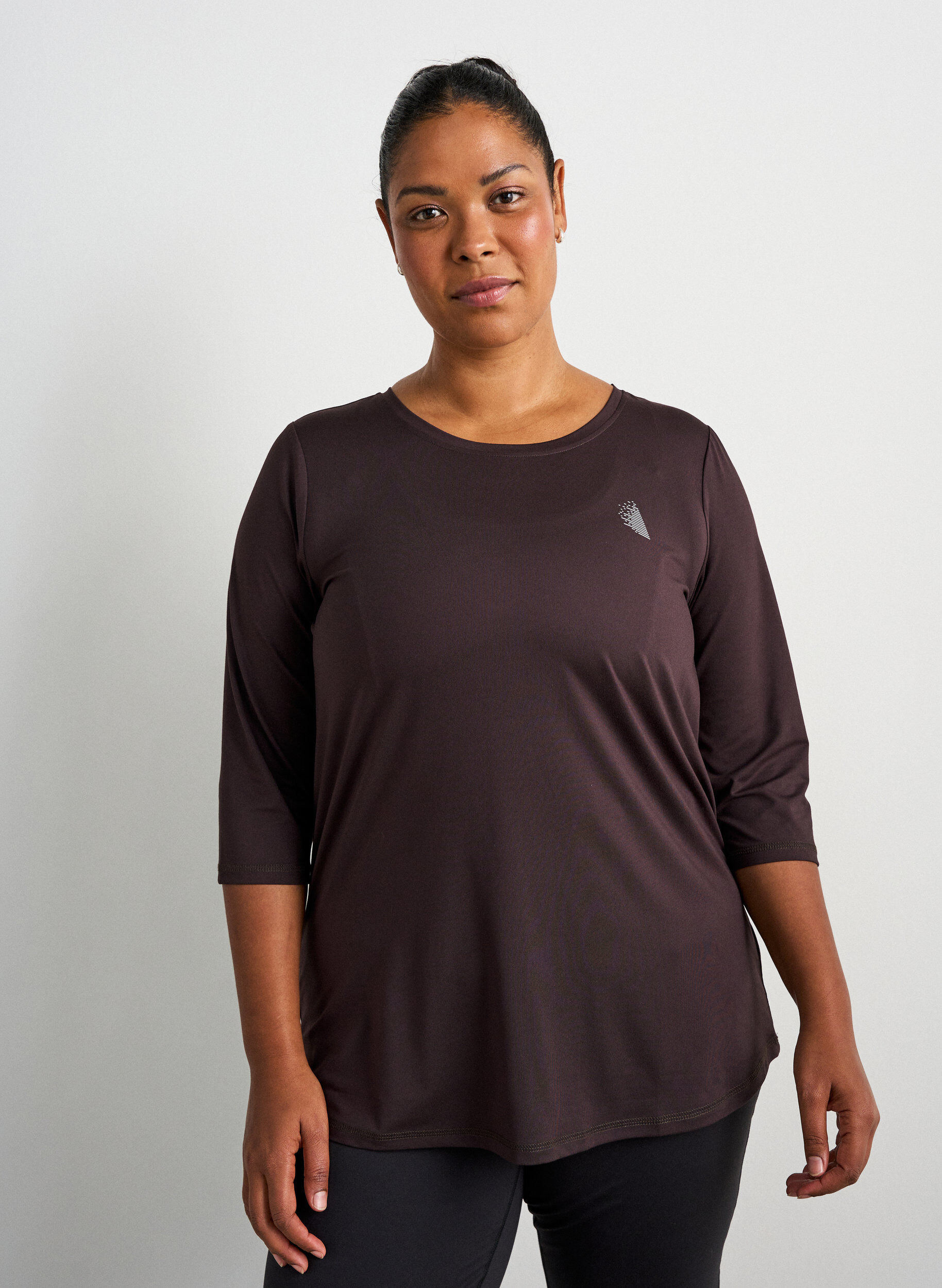 ZizziTr&aelig;ningsbluse med 3/4-&aelig;rmer, Brun, Model image number 0