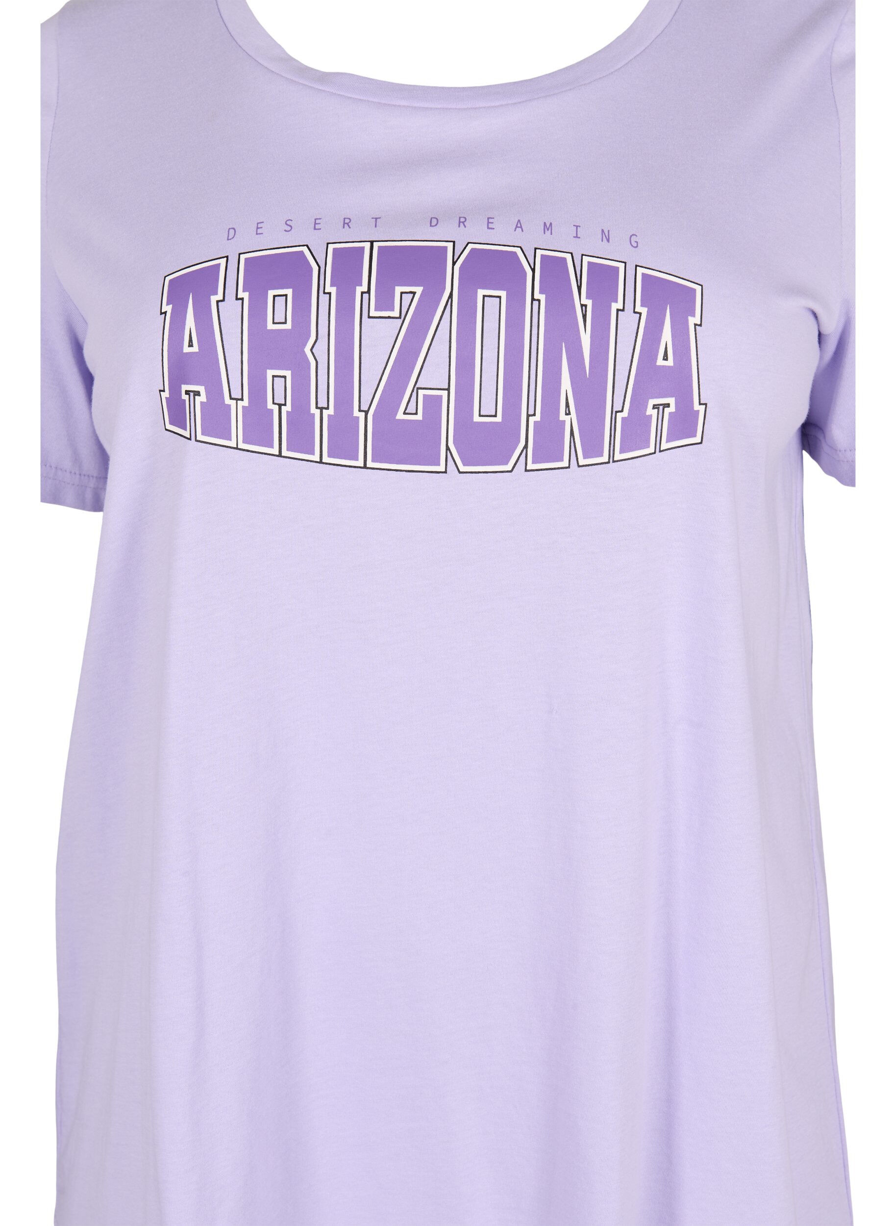 Zizzi Bomulds t-shirt med printdetalje, Lavender ARIZONA, Packshot image number 2