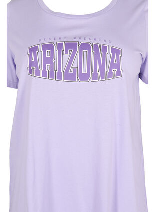 Bomulds t-shirt med printdetalje, Lavender ARIZONA, Packshot image number 2