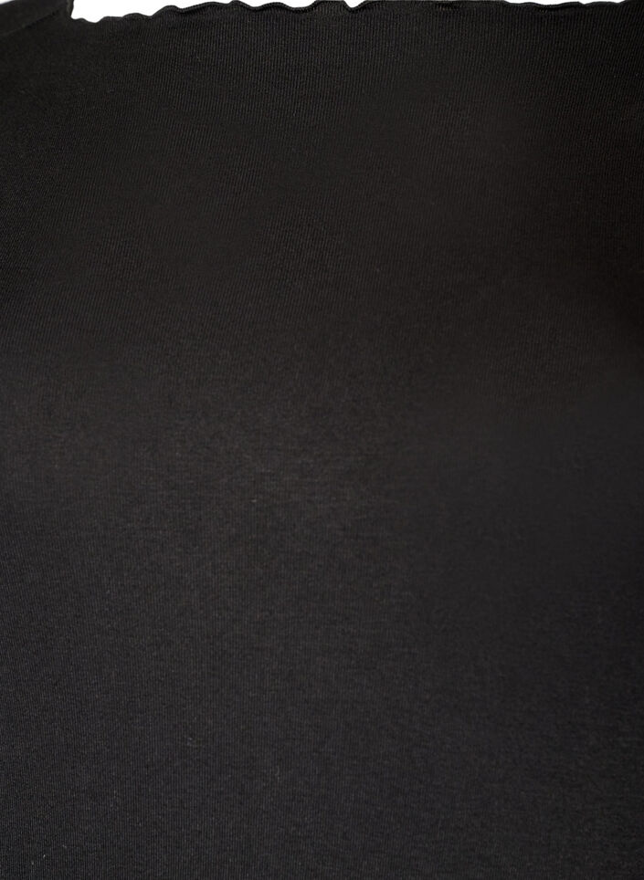Natbluse i viskose med lange &aelig;rmer, Sort, Packshot image number 2