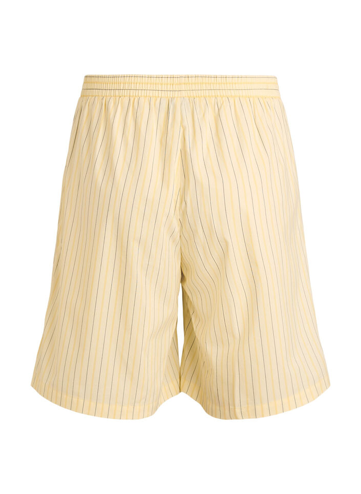 Stribede shorts med h&oslash;j talje og l&oslash;s pasform, Gul, Packshot image number 1