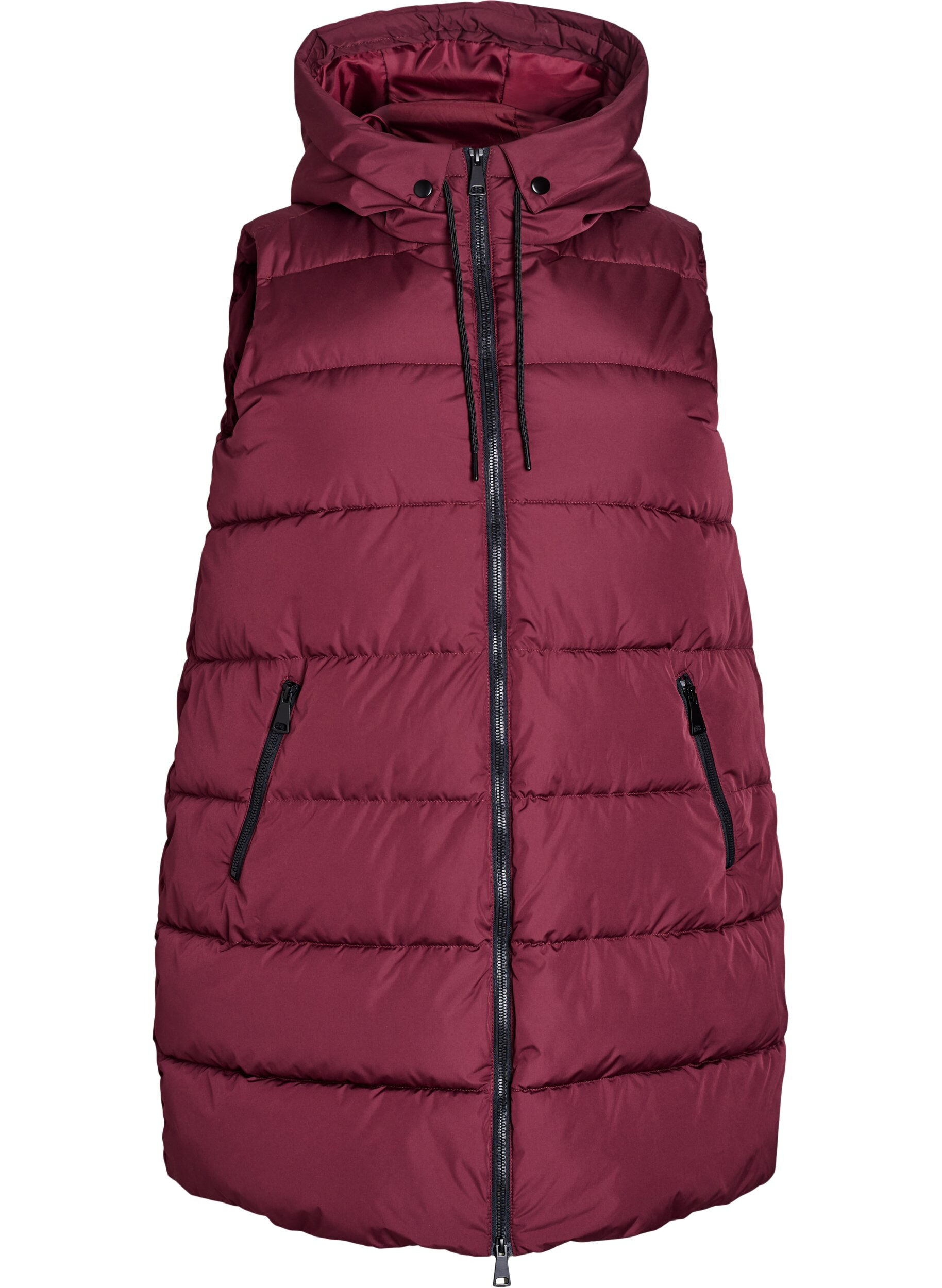 ZizziLang vest med h&aelig;tte og lommer, R&oslash;d, Packshot image number 0