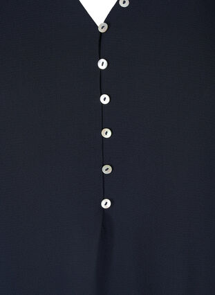 Langærmet bluse med v-udskæring og knapper, Navy Blazer, Packshot image number 2