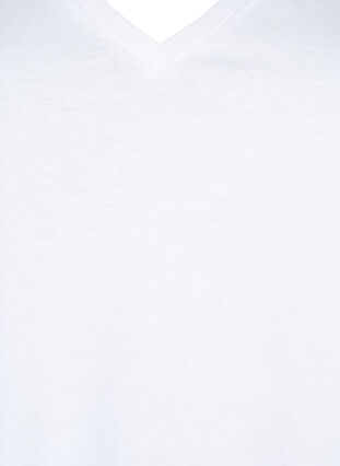 Bomulds t-shirt med korte blondeærmer, Bright White, Packshot image number 2