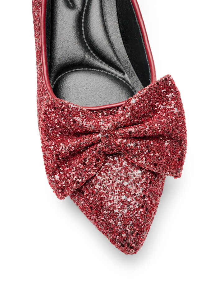 Glitter pump med sl&oslash;jfe, R&oslash;d, Packshot image number 3