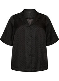 Skjortebluse med prikker og reverskrave, Sort