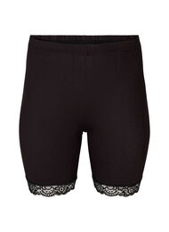 Cykelshorts med blondekant, Sort